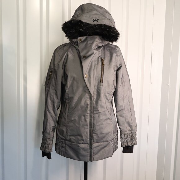Obermeyer Womens Eden Insulated Ski Snowboard Coat Size 6 Gray Black Apres - Picture 1 of 15